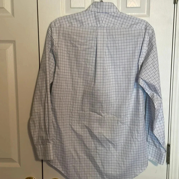 Lands End White Blue Button Down Supima Cotton Shirt Button Front Long Sleeve - Picture 4 of 8